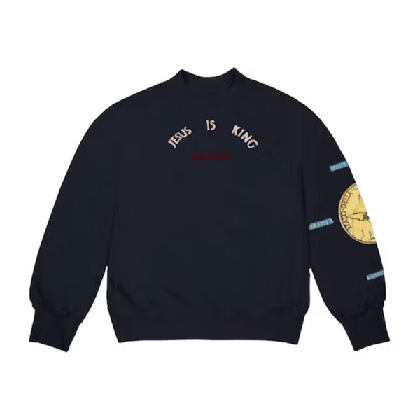 Kanye West Jesus Is King Chicago Gold Crewneck Navy Sweatshirt