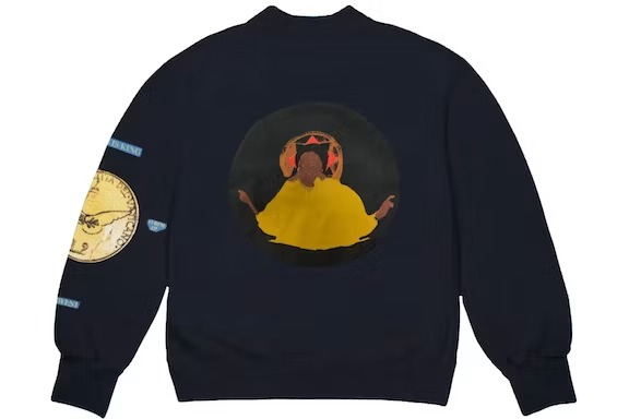 Kanye West Jesus Is King Chicago Gold Crewneck Navy Sweatshirt